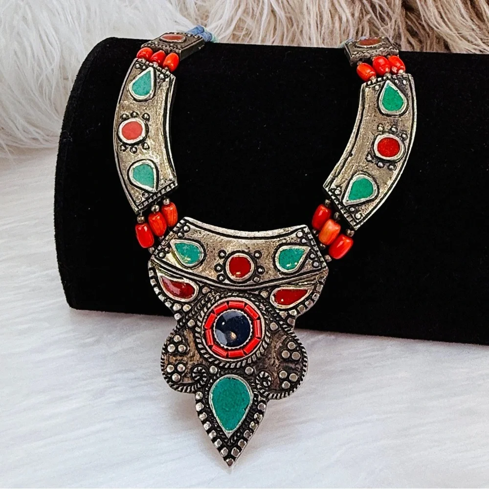 Bohemian chic southwestern style Colorful Statement Necklace